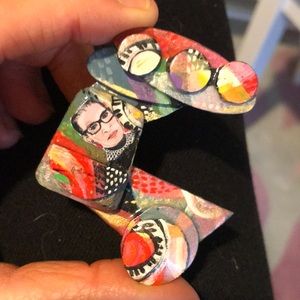 handpainted Ruth Ginsburg/music pin one of a kind
